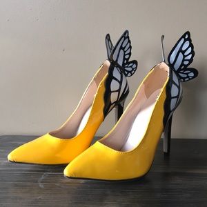 Gorgeous Yellow, Black and White Butterfly Heels